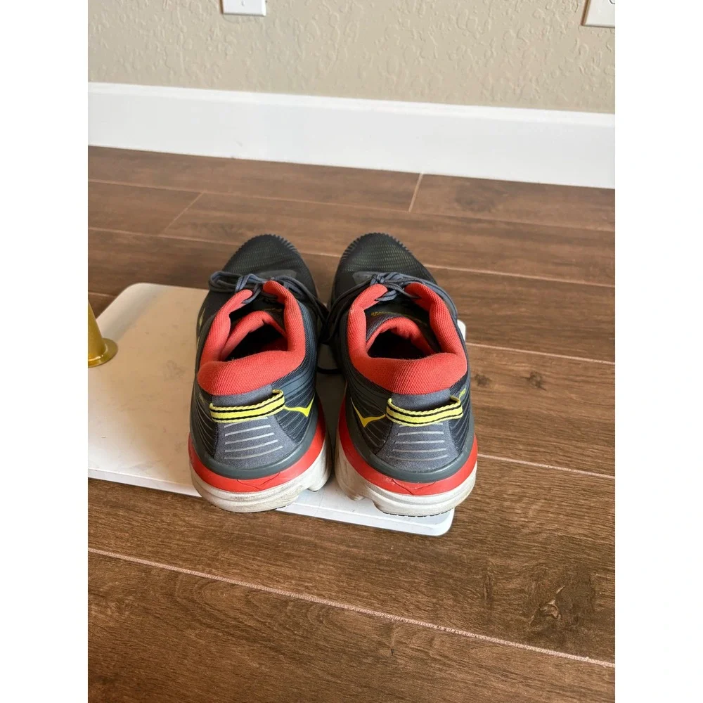 Hoka One One Bondi 7 Mens Running Shoes Gray Red Yellow Size 12 Athletic